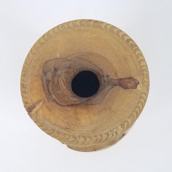 Vintage Hand Carved Wooden Vase Camel Palm Tree 3D - Picture 9 of 11